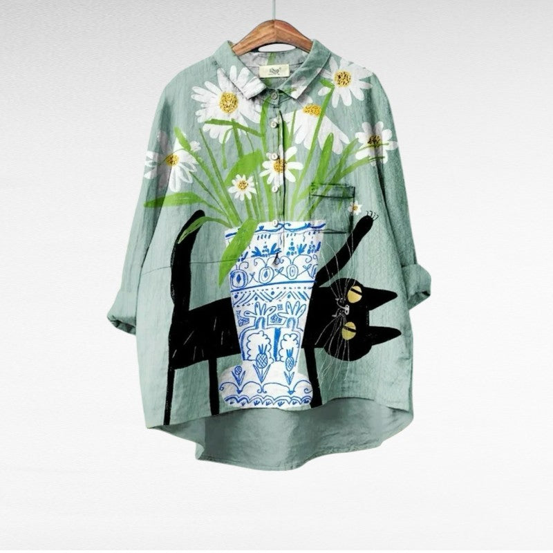 Aria™ | Vintage Bluse mit Katze